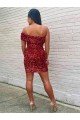 Borgoña Cubierta Un Hombre Corto Lentejuelas Terciopelo Corto Vestidos de fiesta Descuento