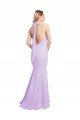 Borgoña Sirena Halter Gasa Largo Vestidos de dama de honor Descuento