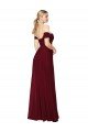 Borgoña Sirena Hombros Descubiertos Gasa Largo Formales Vestidos de dama de honor / Vestidos de fiesta Descuento