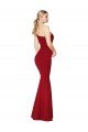 Borgoña Sirena Un Hombre Cuello Alto Crepé Elástico Largo Formales Vestidos de dama de honor / Vestidos de fiesta Descuento