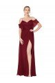 Borgoña Trompeta Hombros Descubiertos Gasa Largo Formales Vestidos de dama de honor / Vestidos de fiesta Descuento
