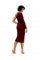 Borgoña línea A Un Hombre Midi Terciopelo Elástico Corto Vestidos de dama de honor / Vestidos de fiesta Descuento