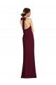 Borgoña oscuro Trompeta Halter Crepé Elástico Largo Vestidos de dama de honor / Vestidos de fiesta Descuento