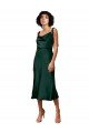 Cazador Verde Cubierta Midi Satén elástico Corto Formales Vestidos de dama de honor / Vestidos de fiesta / Vestidos de cóctel Descuento