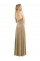 Champán línea A Halter Cuello Alto Terciopelo Elástico Largo Vestidos de dama de honor / Vestidos de fiesta Descuento