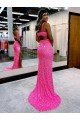 Color mostrado Cubierta Cuello en V Barrer tren Lentejuelas Terciopelo Largo Vestidos de fiesta Descuento