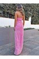 Color mostrado Cubierta Halter Lentejuelas Terciopelo Largo Vestidos de fiesta Descuento