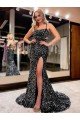 Color mostrado Cubierta Tirantes espagueti Barrer tren Lentejuelas Terciopelo Largo Vestidos de fiesta Descuento