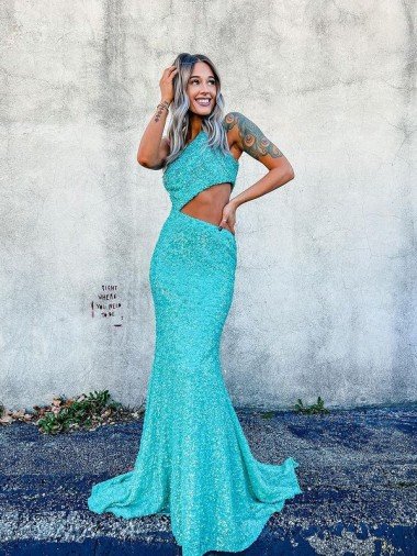 Color mostrado Sirena Un Hombre Barrer tren Lentejuelas Terciopelo Largo Vestidos de fiesta Descuento