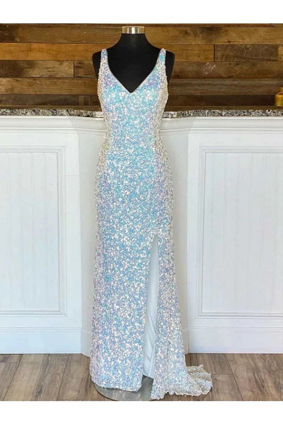 Cubierta Cuello en V Barrer tren Lentejuelas Terciopelo Largo Vestidos de fiesta Descuento