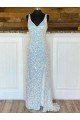 Cubierta Cuello en V Barrer tren Lentejuelas Terciopelo Largo Vestidos de fiesta Descuento