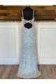 Cubierta Cuello en V Barrer tren Lentejuelas Terciopelo Largo Vestidos de fiesta Descuento