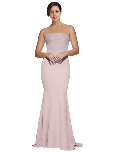 Cubierta Sin tirantes Barrer tren Crepé Elástico Largo Formales Vestidos de dama de honor / Vestidos de fiesta Descuento