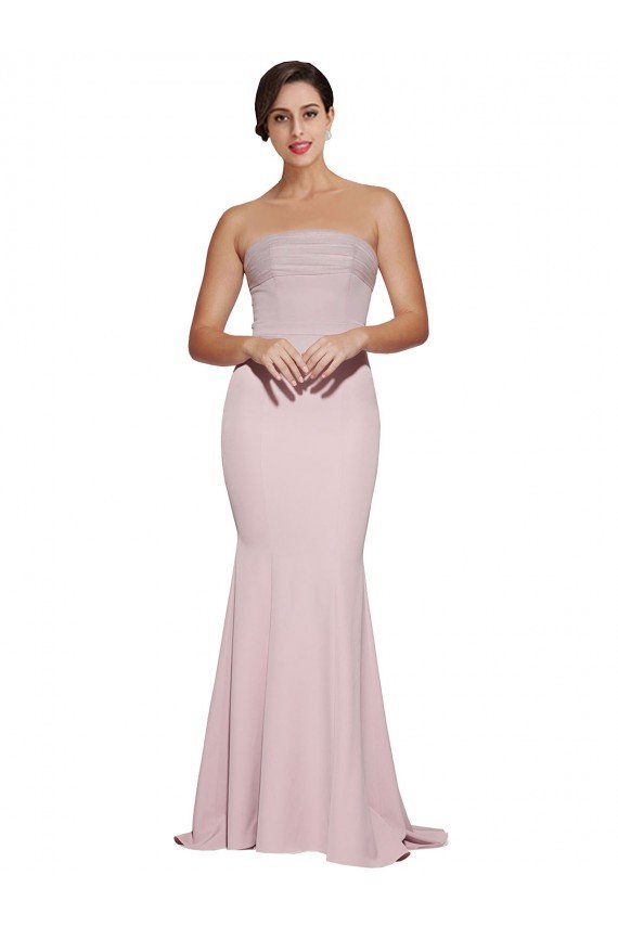 Cubierta Sin tirantes Barrer tren Crepé Elástico Largo Formales Vestidos de dama de honor / Vestidos de fiesta Descuento