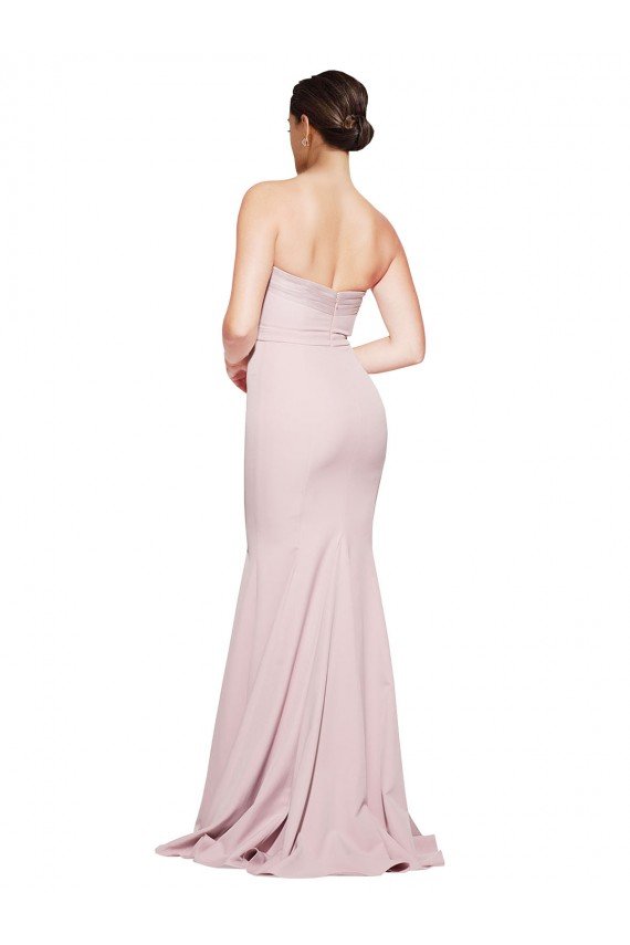 Cubierta Sin tirantes Barrer tren Crepé Elástico Largo Formales Vestidos de dama de honor / Vestidos de fiesta Descuento