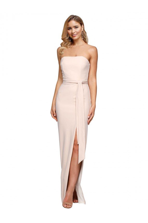 Cubierta Sin tirantes Crepé Elástico Largo Formales Vestidos de dama de honor / Vestidos de fiesta Descuento