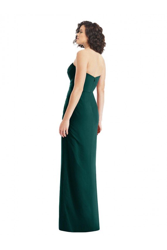 Evergreen línea A Cuello de Corazón Sin tirantes Gasa Largo Vestidos de dama de honor Descuento