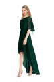 Evergreen línea A Cuello redondo Gasa Largo Asimétrico Vestidos de dama de honor Descuento