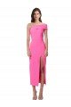 Fucsia Cubierta Un Hombre Midi Crepé Elástico Largo Formales Vestidos de dama de honor / Vestidos de fiesta / Vestidos de cóctel Descuento