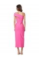 Fucsia Cubierta Un Hombre Midi Crepé Elástico Largo Formales Vestidos de dama de honor / Vestidos de fiesta / Vestidos de cóctel Descuento