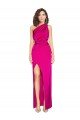 Fucsia Cubierta Un Hombre Satén sedoso Largo Formales Vestidos de dama de honor / Vestidos de fiesta Descuento