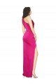Fucsia Cubierta Un Hombre Satén sedoso Largo Formales Vestidos de dama de honor / Vestidos de fiesta Descuento