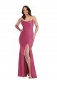 Fucsia Sirena Tirantes espagueti Satén sedoso Largo Formales Vestidos de dama de honor / Vestidos de fiesta Descuento
