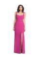 Fucsia Trompeta Cuadrado Crepé Elástico Largo Vestidos de dama de honor / Vestidos de fiesta Descuento