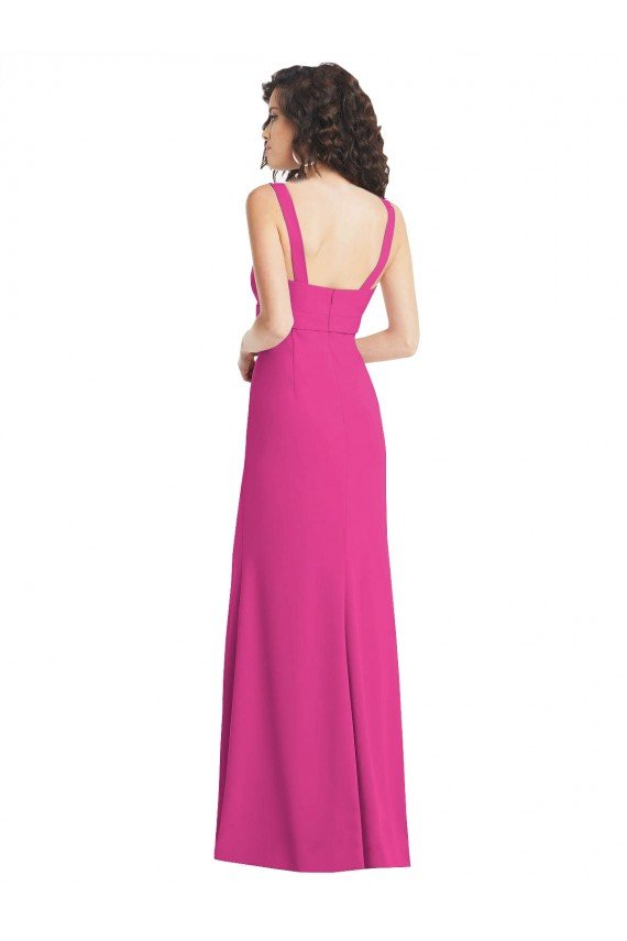Fucsia Trompeta Cuadrado Crepé Elástico Largo Vestidos de dama de honor / Vestidos de fiesta Descuento