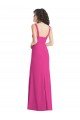 Fucsia Trompeta Cuadrado Crepé Elástico Largo Vestidos de dama de honor / Vestidos de fiesta Descuento