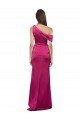 Fucsia línea A Un Hombre Satén elástico Largo Formales Vestidos de dama de honor / Vestidos de fiesta Descuento