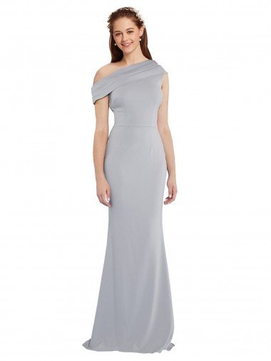 Gris 24 Sirena Un Hombre Crepé Elástico Largo Formales Vestidos de dama de honor / Vestidos de fiesta Descuento