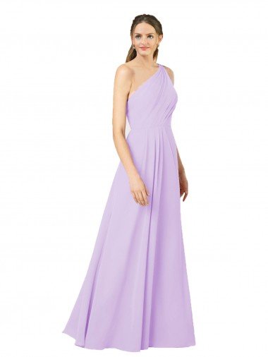 Lila Cubierta Un Hombre Gasa Largo Formales Vestidos de dama de honor / Vestidos de noche Descuento
