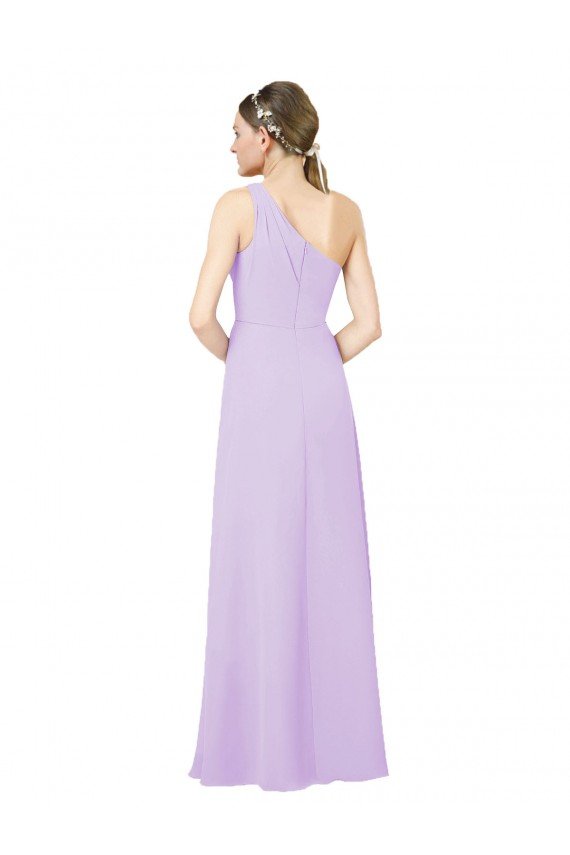 Lila Cubierta Un Hombre Gasa Largo Formales Vestidos de dama de honor / Vestidos de noche Descuento