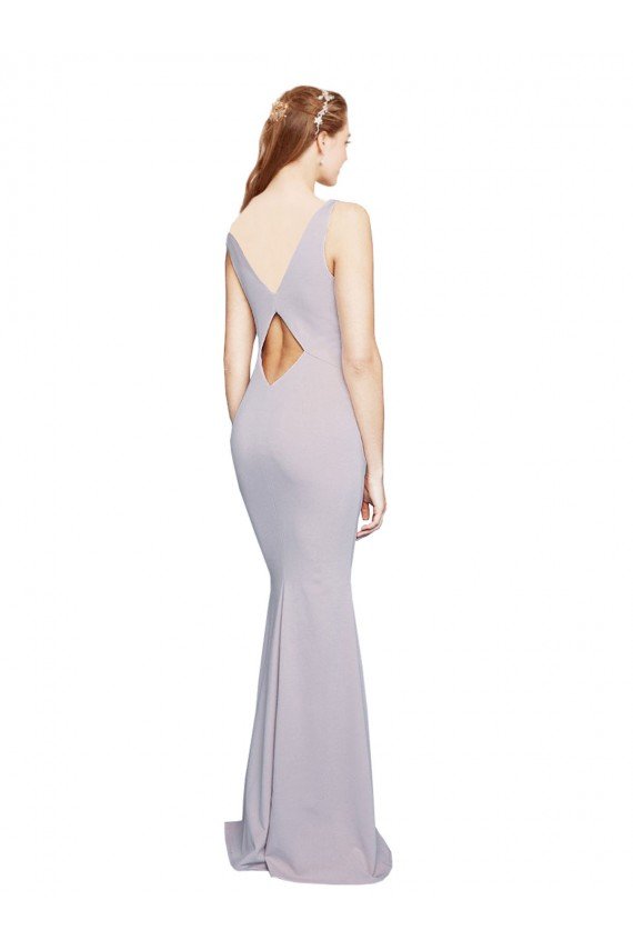 Lila ártica Sirena Cuello en V Crepé Elástico Largo Formales Vestidos de dama de honor / Vestidos de fiesta Descuento