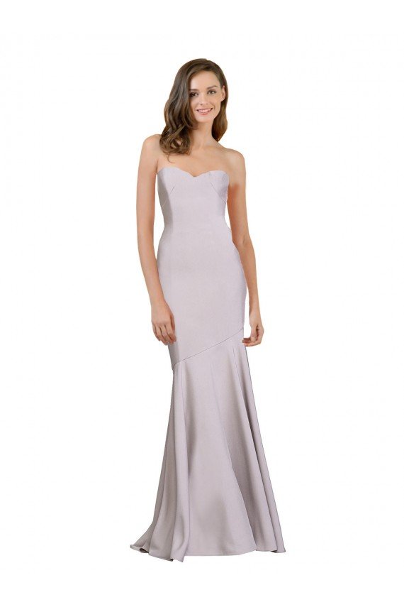 Lila ártica Sirena Sin tirantes Crepé Elástico Largo Vestidos de dama de honor / Vestidos de fiesta Descuento