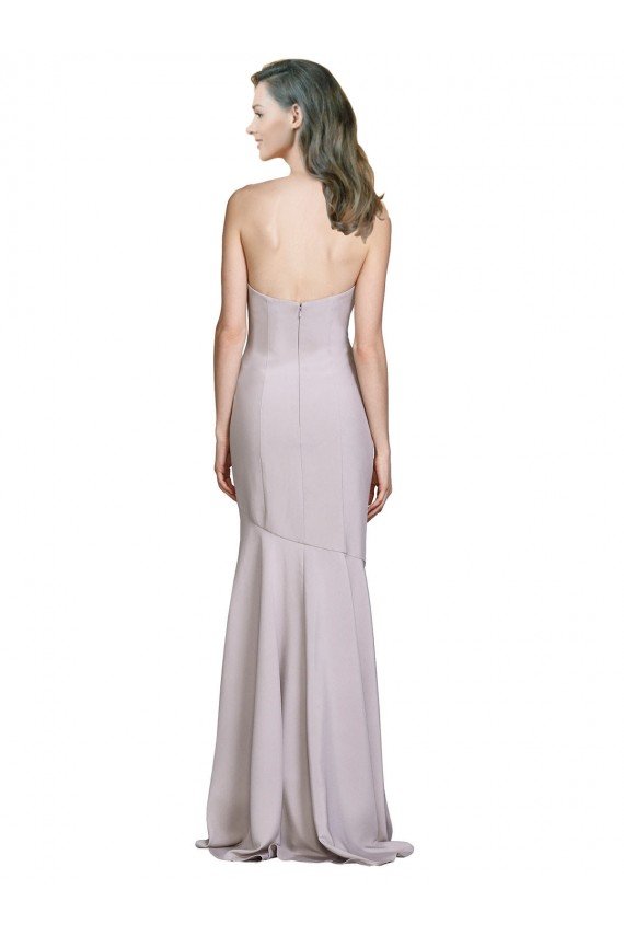 Lila ártica Sirena Sin tirantes Crepé Elástico Largo Vestidos de dama de honor / Vestidos de fiesta Descuento