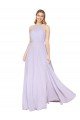 Lila línea A Halter Cuello Alto Gasa Largo Formales Vestidos de dama de honor / Vestidos de fiesta Descuento