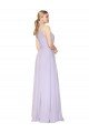 Lila línea A Halter Cuello Alto Gasa Largo Formales Vestidos de dama de honor / Vestidos de fiesta Descuento