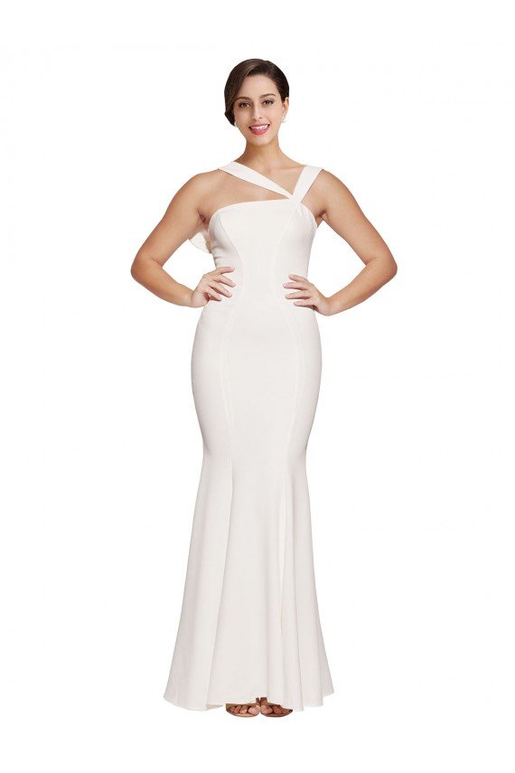 Marfil Cubierta Cuadrado Crepé Elástico Largo Formales Vestidos de dama de honor / Vestidos de fiesta Descuento