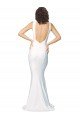Marfil Cubierta Cuello Alto Crepé Elástico Largo Formales Vestidos de dama de honor / Vestidos de fiesta Descuento