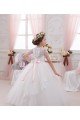 Marfil Cuello de Corazón Tul Encaje Largo vestidos de niña de las flores Descuento