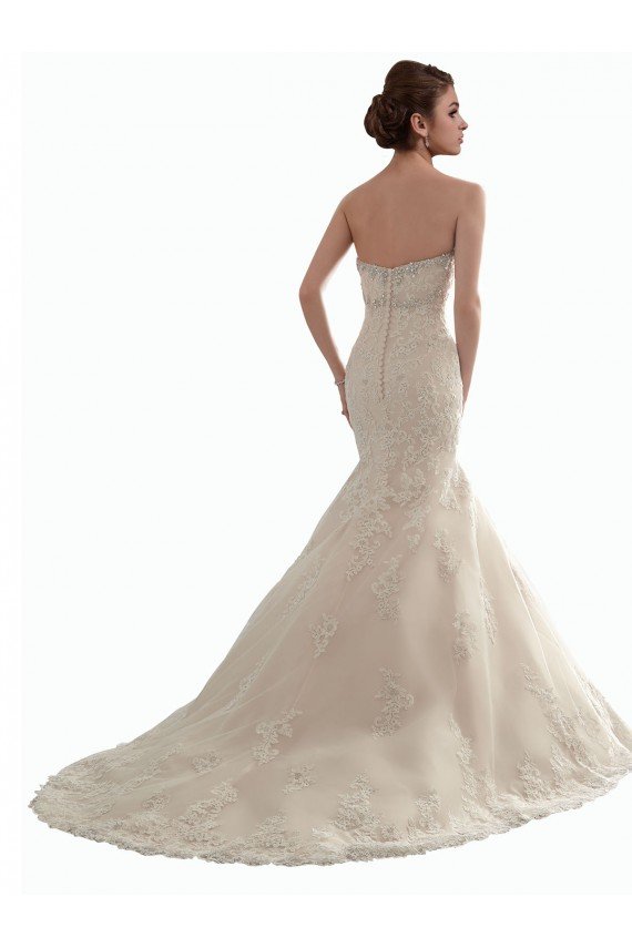 Marfil Sirena Cuello de Corazón Cola capilla Tul Encaje Clásico Vestidos de novia Descuento