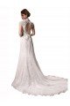 Marfil Sirena Halter Cuello en V Cola capilla Encaje Vestidos de novia Descuento