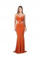 Naranja Sirena Sin tirantes Spandex Largo Formales Vestidos de dama de honor / Vestidos de fiesta Descuento