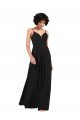 Negro Columna Cuello en V Gasa Largo Formales Vestidos de dama de honor / Vestidos de noche Descuento