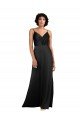 Negro Columna Cuello en V Satén sedoso Largo Asimétrico Formales Vestidos de dama de honor / Vestidos de fiesta Descuento