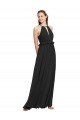 Negro Cubierta Halter Gasa Largo Vestidos de dama de honor Descuento