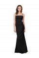 Negro Cubierta Tirantes espagueti Cuadrado Crepé Elástico Largo Formales Vestidos de dama de honor / Vestidos de fiesta Descuento