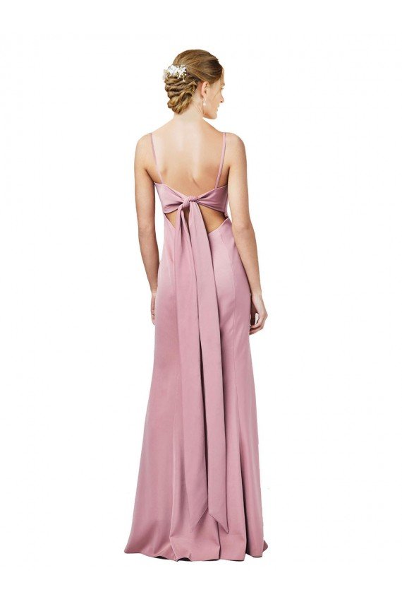 Negro Cubierta Tirantes espagueti Cuadrado Crepé Elástico Largo Formales Vestidos de dama de honor / Vestidos de fiesta Descuento